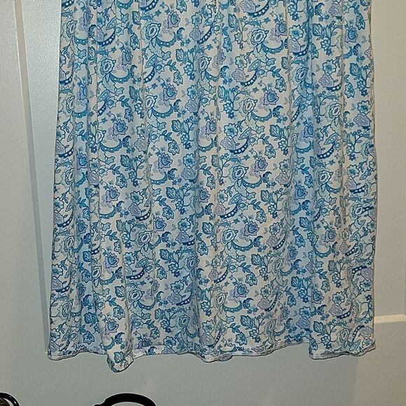 Eileen West Nightgown Blue  Floral Cotton Short Pajama Sleep Dress Gown Medium - Picture 3 of 6
